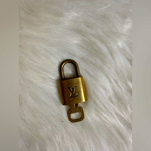 #345 Authentic Louis Vuitton Gold Padlock and Key - Picture 3 of 4